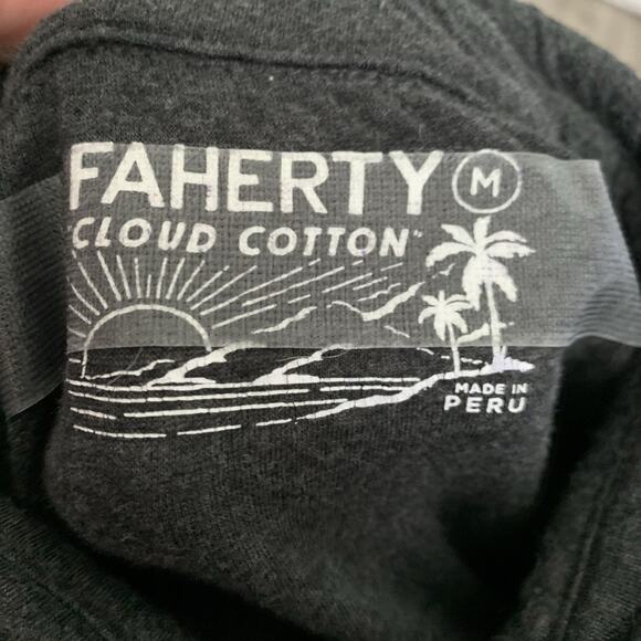 Faherty Polo Shirt Mens Medium Gray CLOUD COTTON Peru Soft Pima Modal Crinkle - Picture 2 of 6